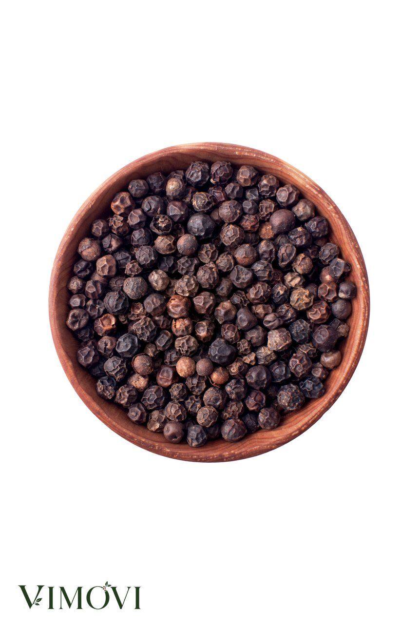 Whole Black Pepper &mdash; Garbled whole black peppercorns, graded and ready for packing